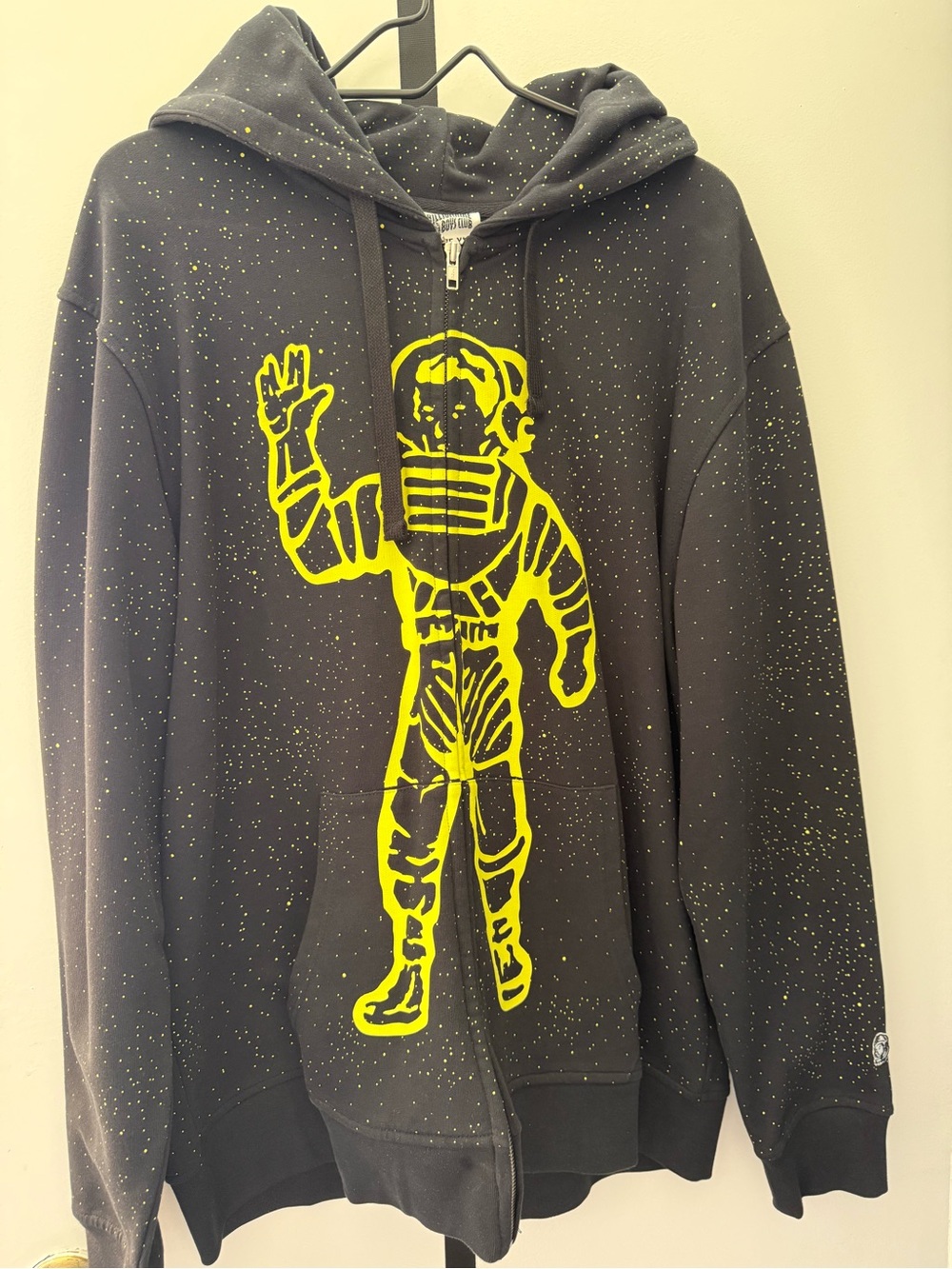 Billionaire Boys Club Black Zip-Up Hoodie with Neon Yellow Astronaut